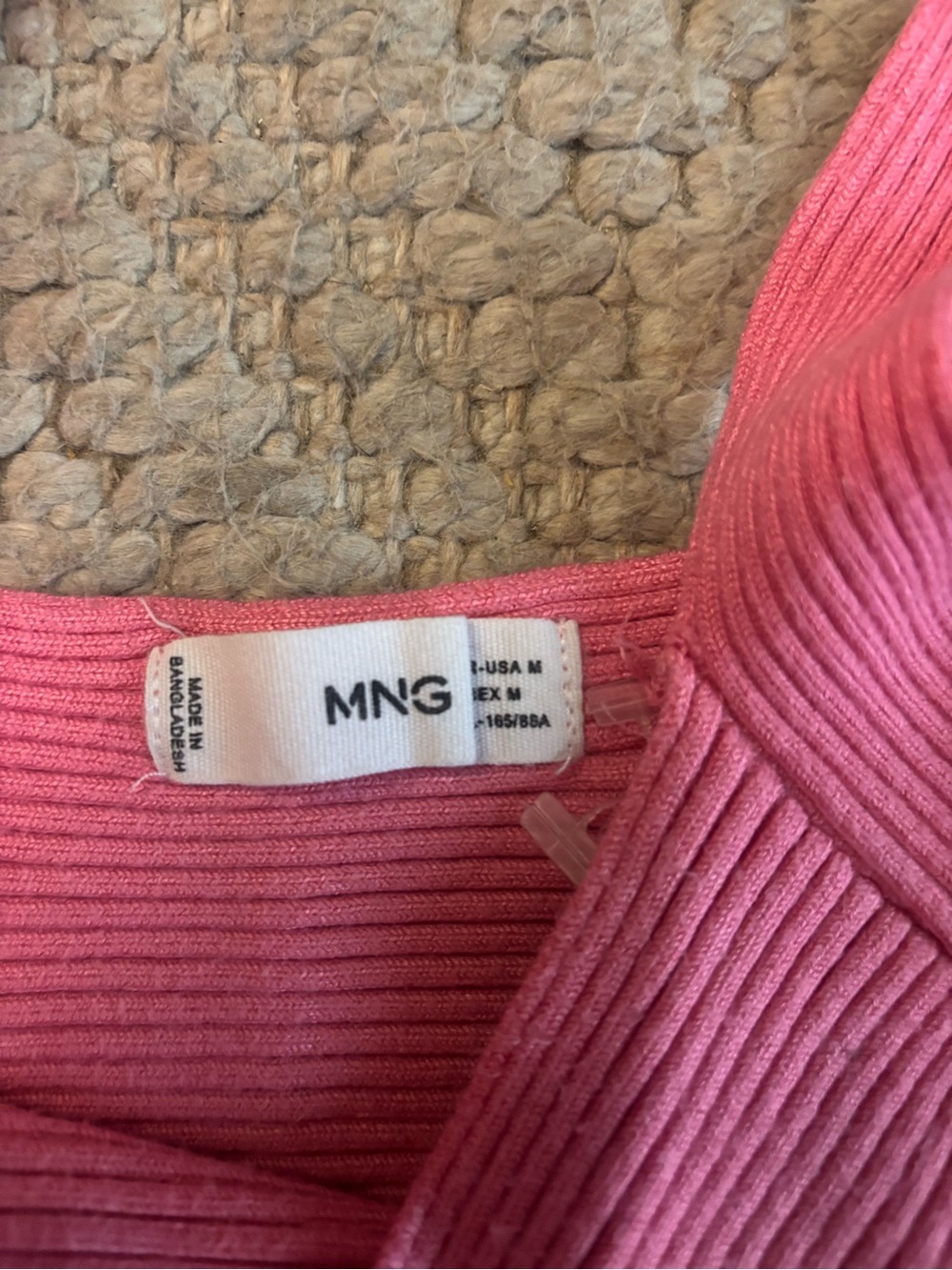 Mango Pink Ribbed Crossover Crop Tank - Picture 3 of 3